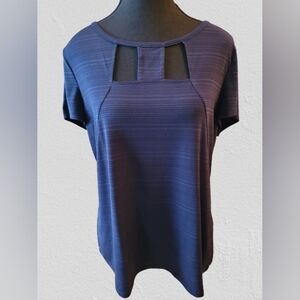 SUSAN LAWRENCE Short Sleeved T-shirt with neckline cut-out detail, Size Large